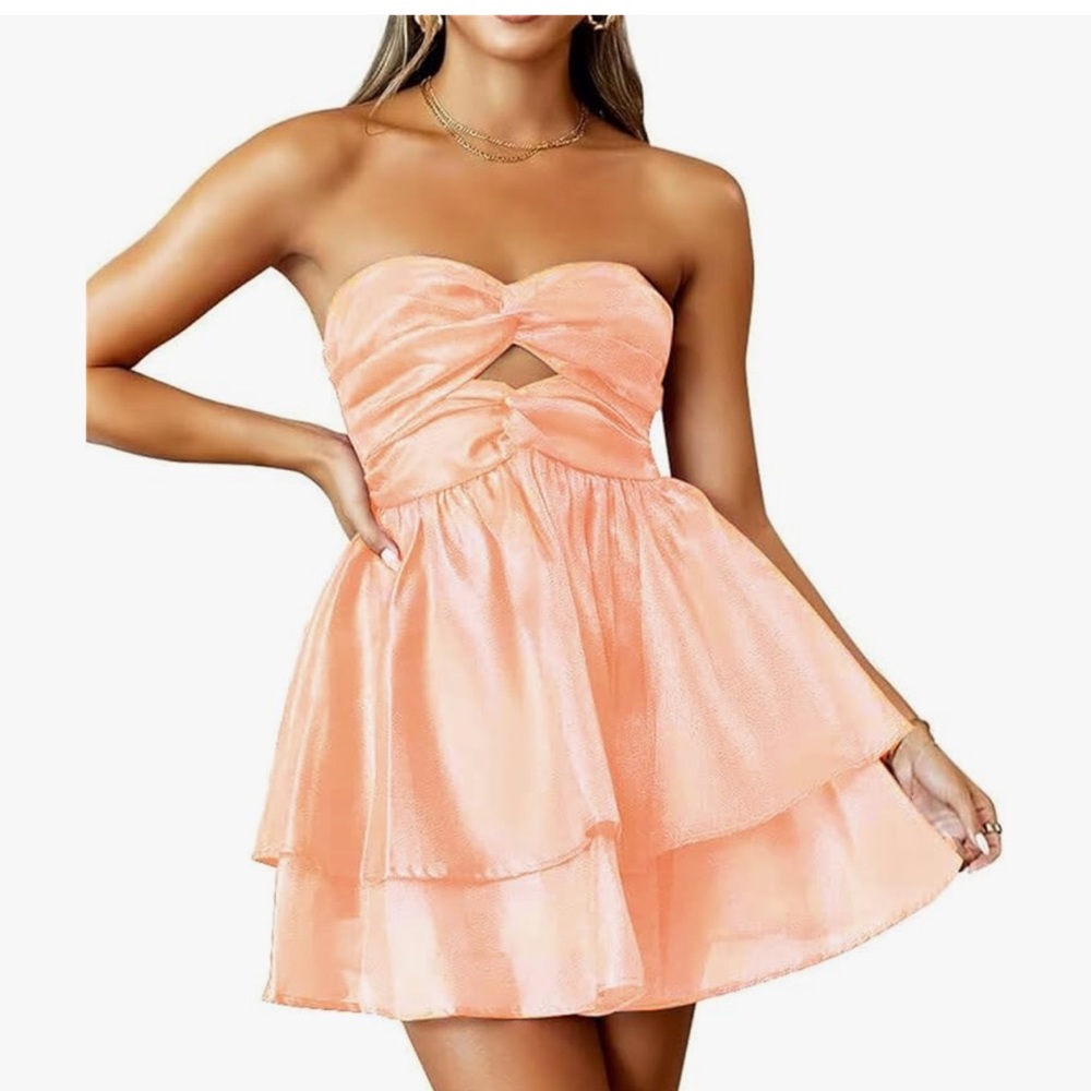 NWT Strapless Sparkly Tulle Dress, Tiered, Cut Out short dress, size 18 plus